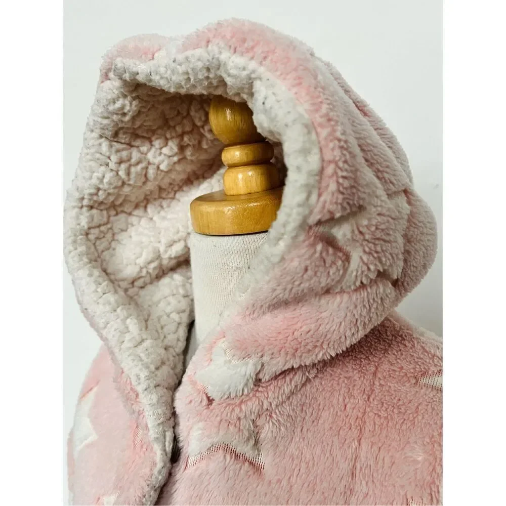 Me Jane Girls 4 Hooded Star Appliqué Faux Fur Jacket Coat